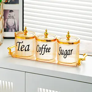 Light Luxury Sealed Jar Ins Style Set Tea Can Coffee Can Plastic Seasoning Box Spice Jar Storage Box Kitchen Supplies Salt Can Bottle Food Jar