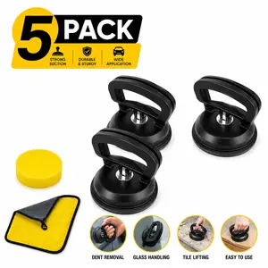 Car Dent Puller, Suction Cup Holder Dent Repair Kit Quick Car Dent Remover Tool for Paintless Car Body Dent, Lifting and Heavy Objects Moving, SUV & Cars Universal - 5 Pack (Black) (Black)