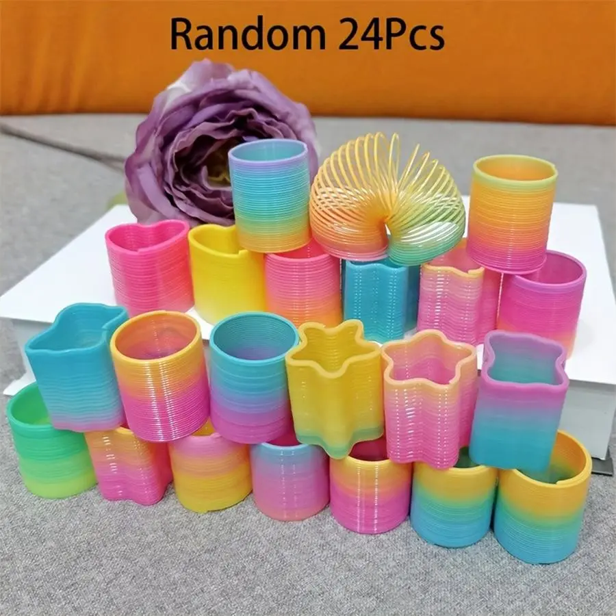 24-pack Rainbow Spring Assortment: Colorful Slinky Coils for Youngsters' Parties & Gifts (Halloween, Christmas, Birthday, Stocking Stuffers), Party Favors for Birthday, Wedding, Festival Decorations