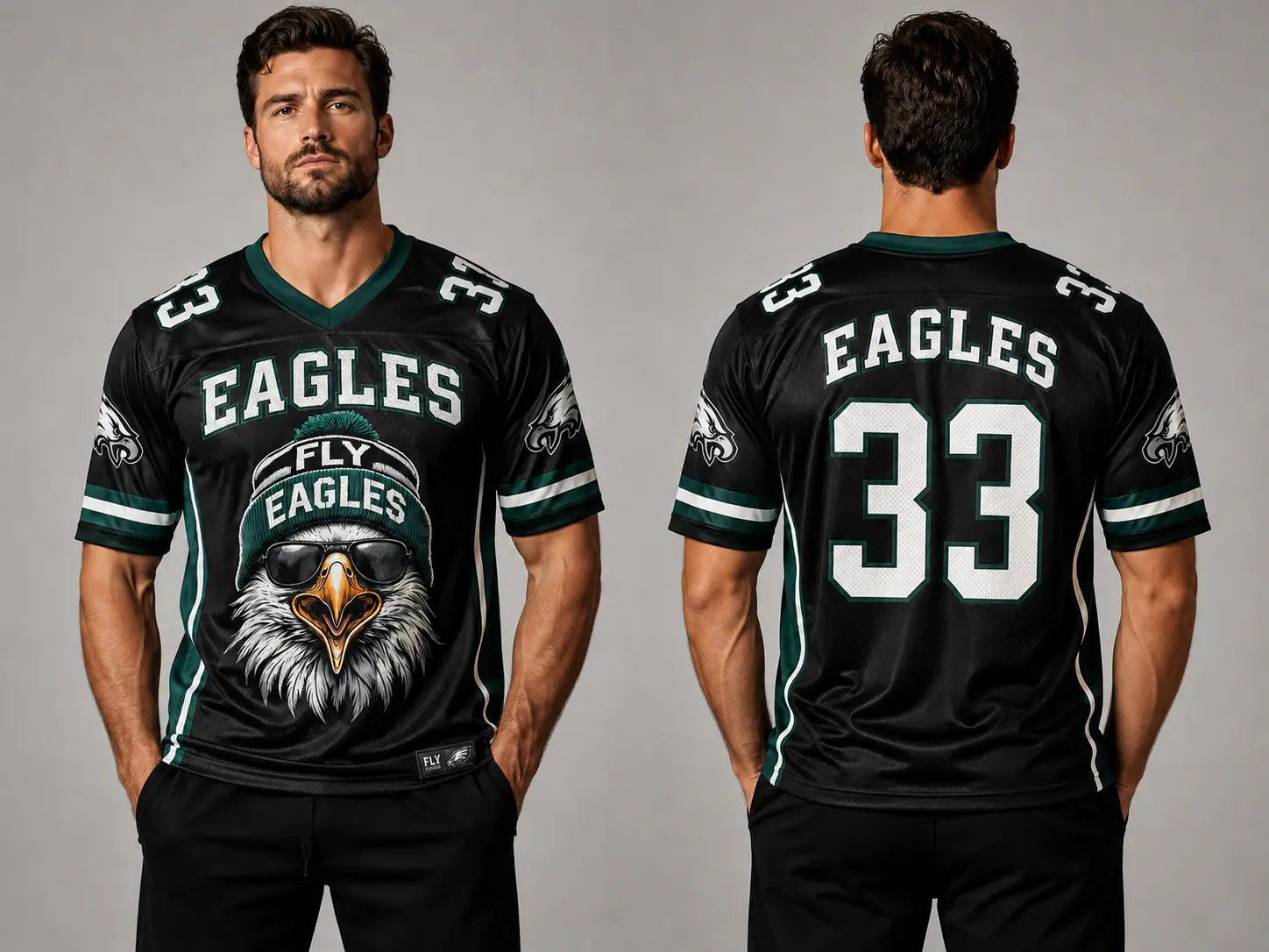 Custom Eagles Football Jersey for Men – Black Green Vintage Sports Shirt, Custom Name Number Game Day Apparel
