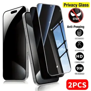 2 PCS for iPhone 17/16/15/14/13/12/11 Series Privacy Screen Protector Anti-Spy Tempered Glass Cellphone Shockproof Full Coverage Protection Protective
