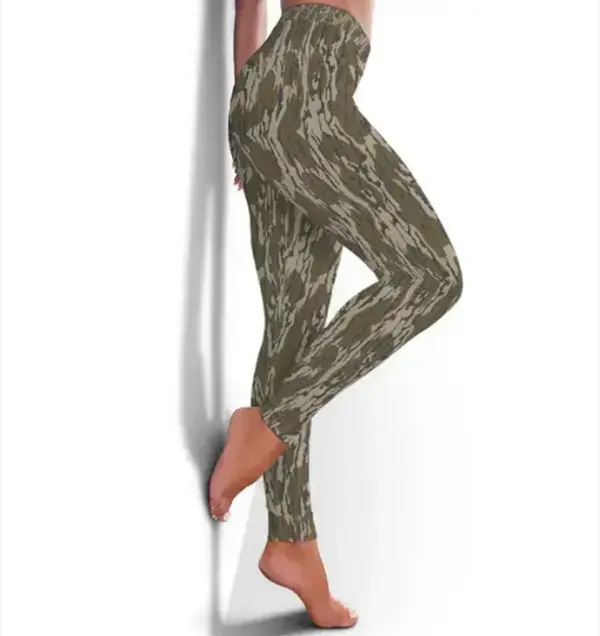 Bottomland Camo Patern Women's Leggings, Yoga Pantoprigh Waist Hunting Tights, Women's Outdoor Fines Outfit Performance Sport Leggings