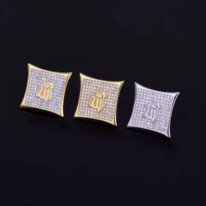 [ICE HUE]18K Gold Vacuum Plated Copper with 5A+ Sri Lanka Zircon 15mm square Earrings Miami Italy Mexico & Micro Inspired for Women & Men Luxury Jewelry,Daily Wear,Casual Fashion,Gift Idea,,Classic,Hip Hop,Simple,Sporty Style