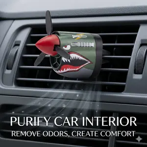 Shark Fighter Plane Car Air Freshener, Rotating Propeller Air Vent Perfume Diffuser, Vintage Aircraft Car Outlet Fragrance Decor, Cool Car Accessories Gift For Men