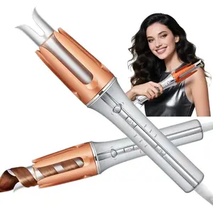 1 PC Electric Heated 25mm Hair Curler, Automatic Rotating Curling Iron, 3 Heat Levels Adjustable Hair Curling Iron, Long-lasting Electric Big Wave Hair Styling Tool for Beach Waves, Rotating Curling Iron