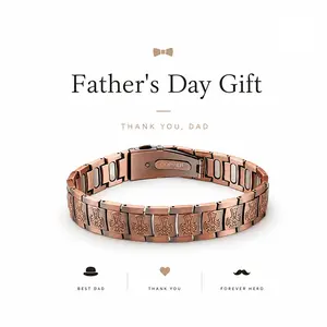 Vintage Men's Magnetic Copper Bracelet, Celtic Cross Style Design, 5x Stronger (5000 Gauss), 99.9% Pure Copper, Embedded Magnet, Premium Flip Top with Size Adjustment Tool. Perfect Father's Day gift and everyday wear