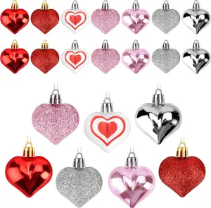 Heart Ornaments for Valentines Day Decorations, Hanging Ornaments for Christmas Tree, 30 Pcs Heart Shaped Ornaments for Home Decorations, Valentines Decor, 7 Styles