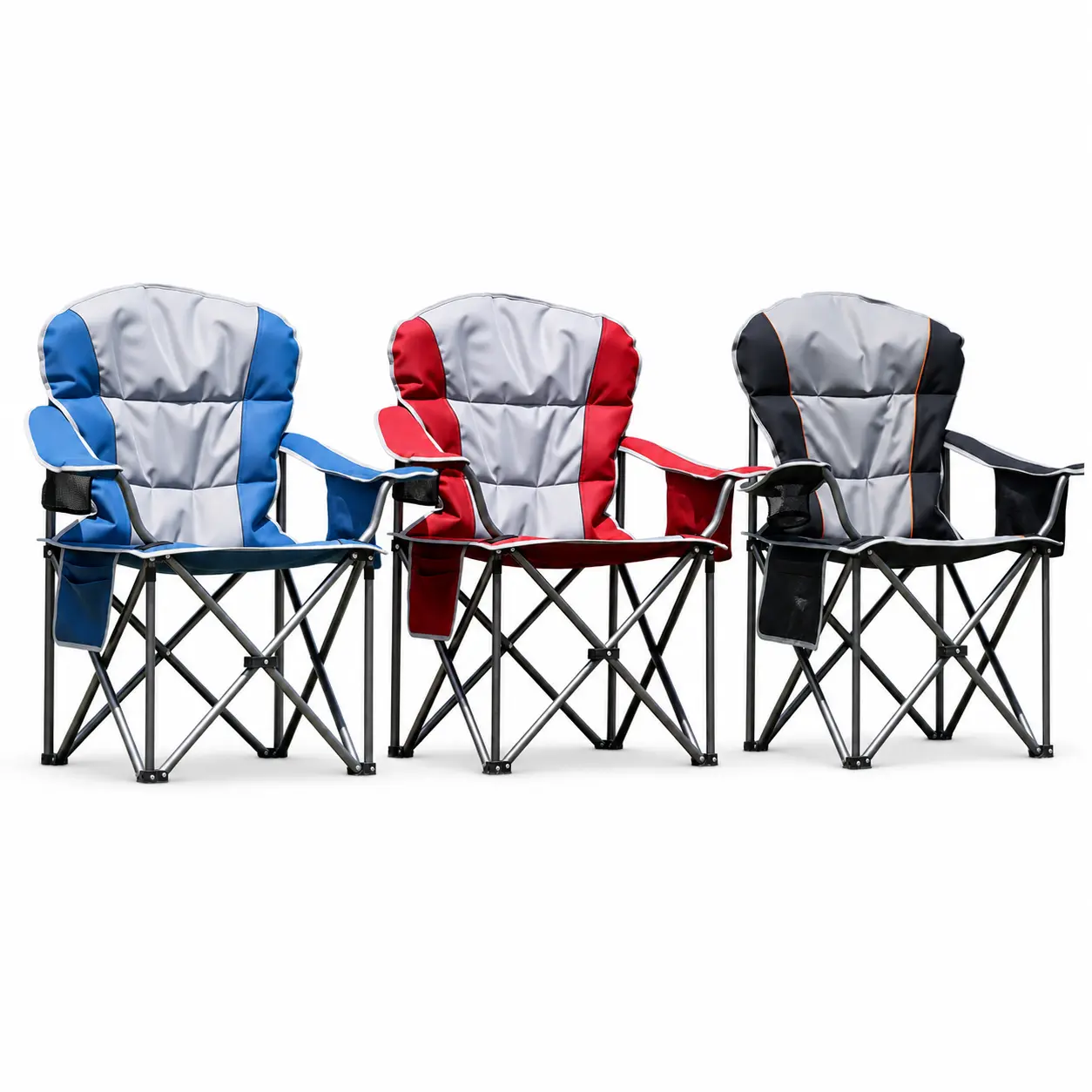 Padded Oxford Fabric Camping Chair, Functional Folding Design with Cup Holder & Side Pocket, Compact Folded for Outdoor Activities, Hiking & Fishing, Padded Folding Chairs