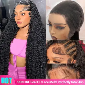 【Hot Sale】Lemoda 13x6 15A 210% Density 13x4 SKINLIKE Real HD Lace Water Wave Full Lace Frontal Wigs Deep Wave Virgin Human Hair Invisible 0.1mm Ultra-thin Frayed Ends Wet and Wavy Lace Front Wig Tiny Knots summerwins
