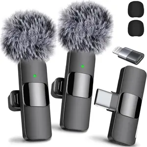 Mini Mic Pro Wireless Microphone for iPhone iPad Android Lavalier Microphone for Video Recording 2 Pack Crystal Clear Recording with USB-C for Podcast ASMR TikTok one-touch