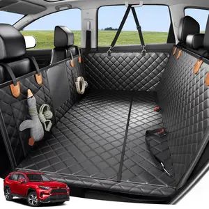 Back Seat Extender for Dogs,Hard Bottom Car Seat Cover for Back Seat,Holds 400Ibs Heavy Duty 600D Waterproof Dog Hammock with Mesh Window,Backseat Pet Cover for Car/SUV