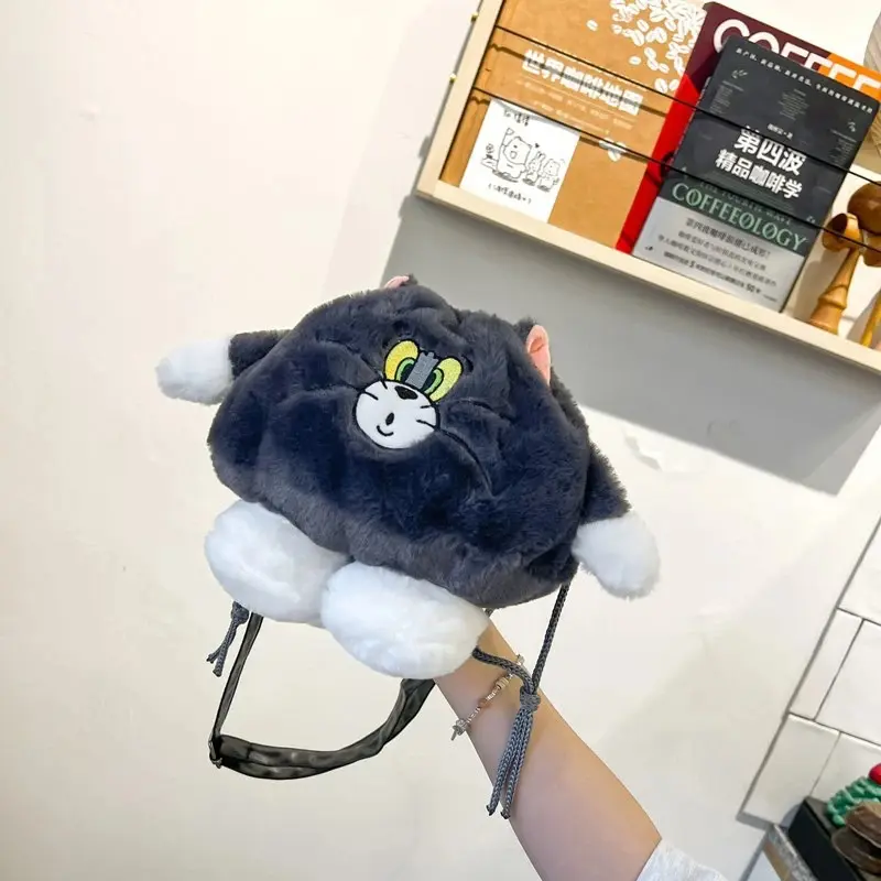 Cute Personality Drawstring Plush Bag Autumn Handbag Cartoon Doll Single Shoulder Bag Girl Storage Small Bag