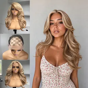 [Balayage Layers] Beginher Hair 26 inches Heat Resistance 200% Density Detroit Layer Style Middle Part 13x4 Frontal Lace Synthetic Wear Go Beginner Friendly Yaki Glueless Wigs Sunset Blonde Color tiktokshopspringglowup SummerVibes outdoorfun summerwins