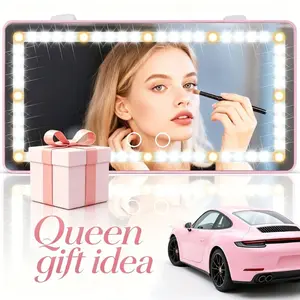 JOYTUTUS Car Sun Visor Vanity Mirror with 3 LED Lights USB Rechargeable 1500mAh Battery Touch-Sensitive Control Dimmable Bicolor Lighting for Enhanced Makeup Routine