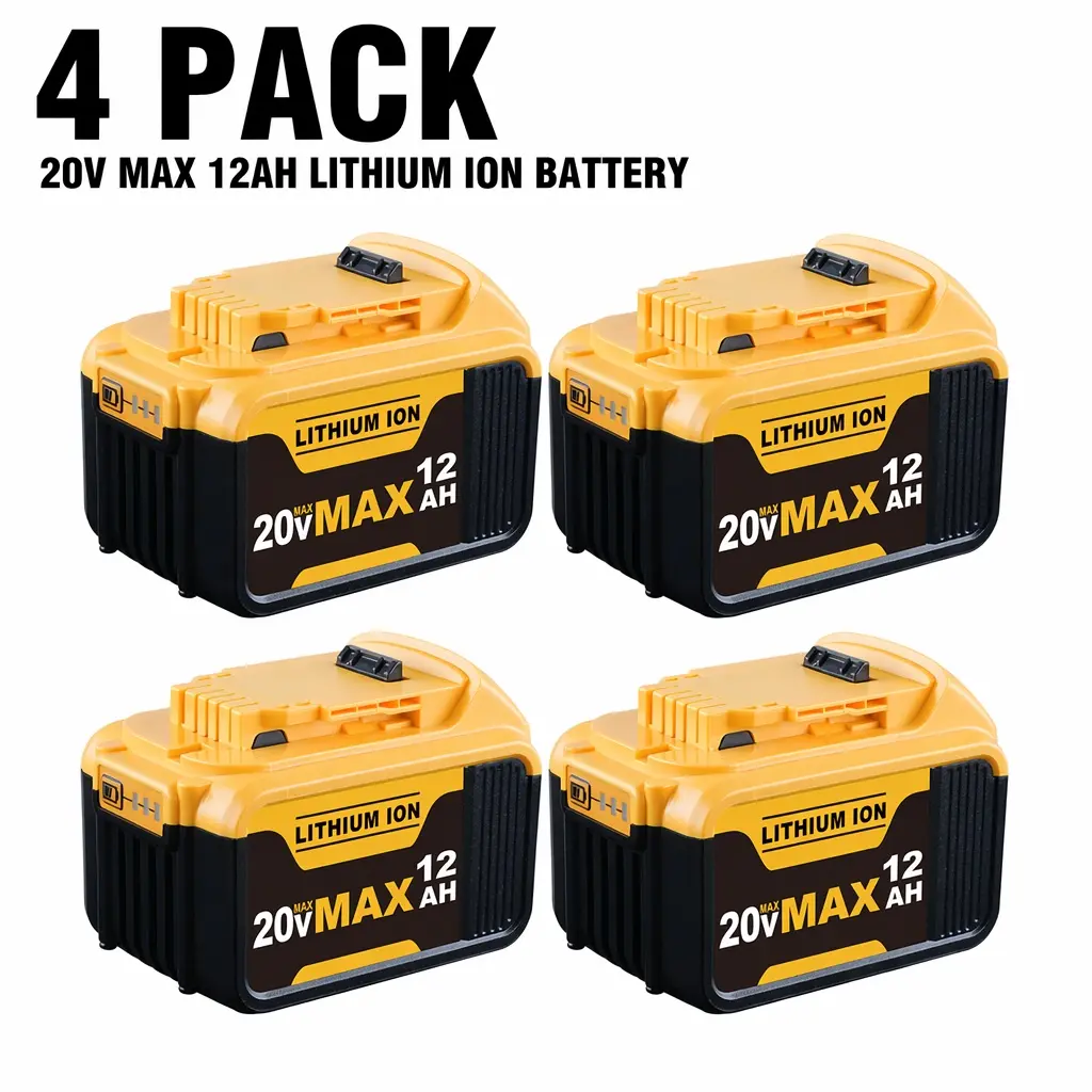 4-Pack DeWalt 20V MAX Battery 12.0Ah Replacement for DCB200 DCB205, Compatible with DeWalt DCB206 DCB208 Cordless Drill Impact Driver