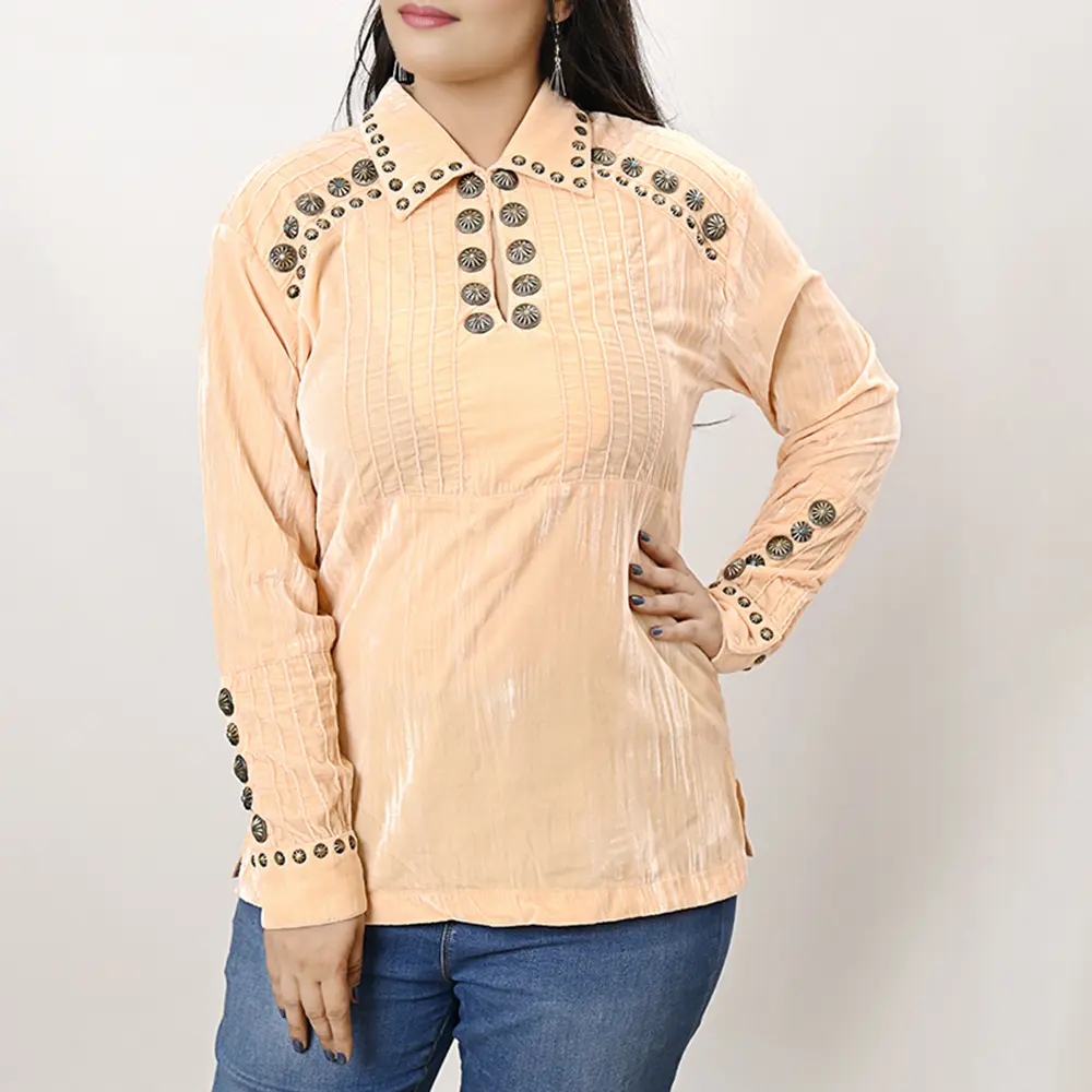 American Darling Velvet Women shirt dress Tunic Ladies girl Top Cream | Vintage Leather