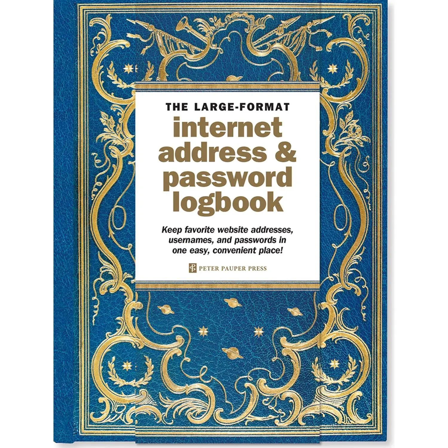Celestial Large-Format Internet Address & Password Logbook (removable cover band for ) - Hardcover