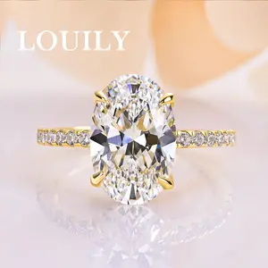 Louily Jewelry 3.5CT Oval Cut  Engagement Ring for Women, High-Quality 5A Cubic Zirconia CZ,925 Sterling Silver, Classic Promise Ring, Elegant Fashion Jewelry for Birthday, Travel, or Daily Wear
