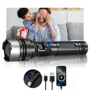 [Fathersday]Lighting LED Flashlights High Lumens(PowerBank)Rechargeable Small Flashlight, Small Flashlight, Waterproof, Adjustable Focus Flash  Light for Outdoor, Emergency,  Tactical & Camping Accessories  Fathersdaygift lumen