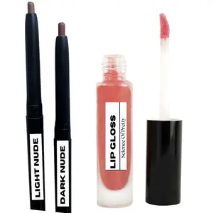 Lip Bundle | Science of Pretty | Includes Light Nude & Dark Nude LipLiner and Lip Gloss