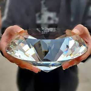 100mm Crystal Art Deco Style Glass Diamond Decorative Ball - Tabletop Mount Home Ornament, Ideal for Mother's Day, No Electricity Needed Multicolor Living Room Mirror