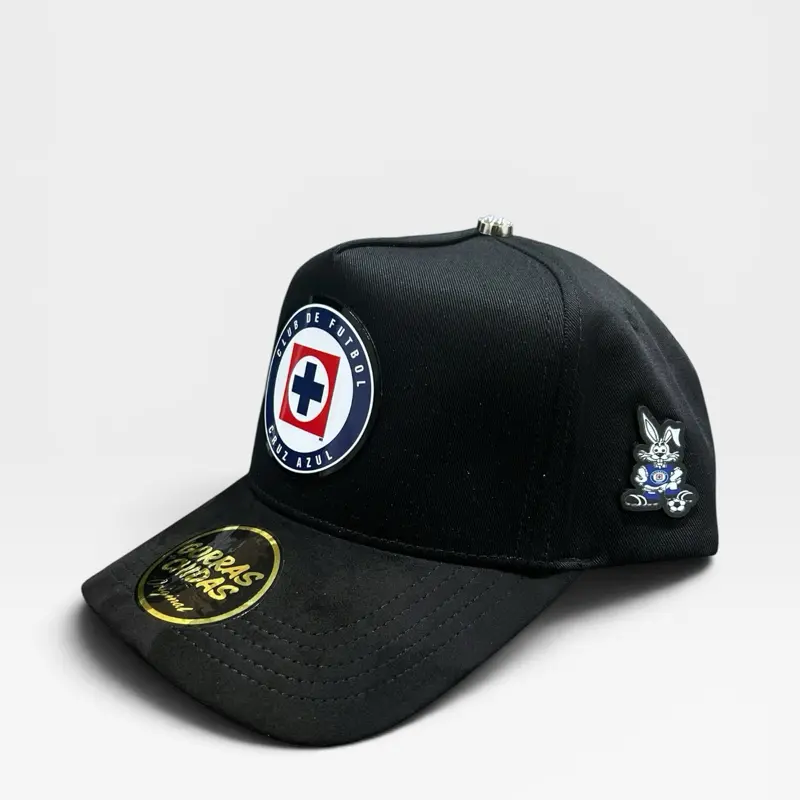 Cruz Azul Black Hat Unisex Snapback Hats - Premium Fashion Accessory, Adjustable Fit, Suede Visor, Plaque Design