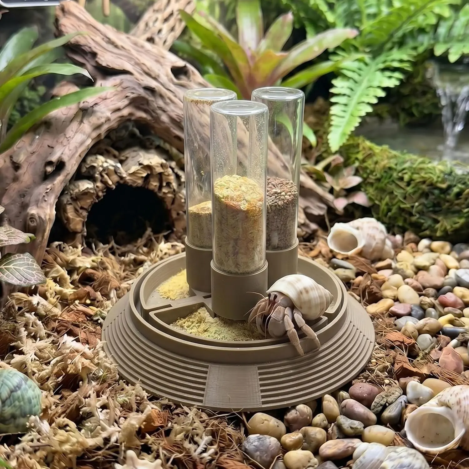 4-in-1 Hermit Crab Feeding Station - Integrated Nutrition and Hydration Center，3D-Printed Tank Accessories Made from Safe Materials, Suitable for Hermit Crabs and Small Reptiles.