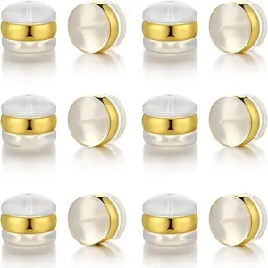 20pcs Soft Silicone Earring Backs for Studs Silver&Gold Belt Rubber Earring Backs Replacements Hypoallergenic Safety Plastic Earring Back for Studs Earring Hoops Fish Hook