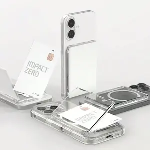 Open Card Holder, Transparent PC Magnetic Wallet for Transit & Bank Cards, Adhesive Magnetic Card Pocket Sticker Compatible with iPhone & Samsung Magnetic Phones