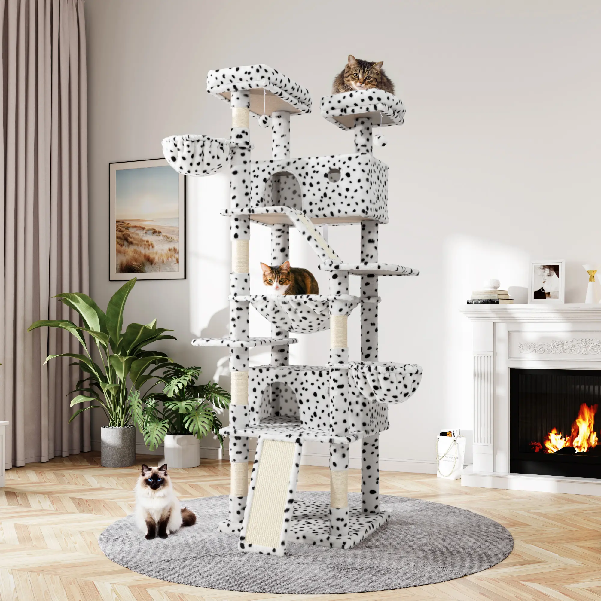MUTICOR 82in Cat Tree Tower All-in-One Luxury Cat Tree with Scratching Posts & Boards,Hammock,Cozy Condo Room House,Toy Balls,Multifunctional Pets Furniture#TikTokShopDealsforYouDays#DealsforYouDays#Summervibes#Summergarden
