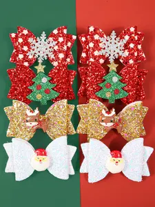 8pcs Christmas Bow Hair Clips Hairpins Set, 8 Pcs Festive Headbands for Women & Girls, Holiday Party Accessories, Elegant Christmas Gift Idea