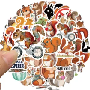 Cute Squirrel Pattern Sticker, 50pcs Cartoon Squirrels Vinyl Waterproof Animal Scrapbook Decals, Aesthetic Animals Bumper Journal Helmet Stationery DIY Sticker, Sticker Packs, Decorative Stickers