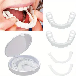 One set including upper and lower teeth, simulated braces, whitening braces, simulated dentures, and tooth-decorating products for oral use