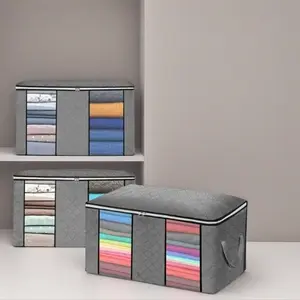 Household Classified Storage Box - Large-Capacity Organizer for Bedding & Quilts Heavy Duty Fabric Tear Resistant Dust Proof Collapsible Design with Smooth Zipper Closure - Pack