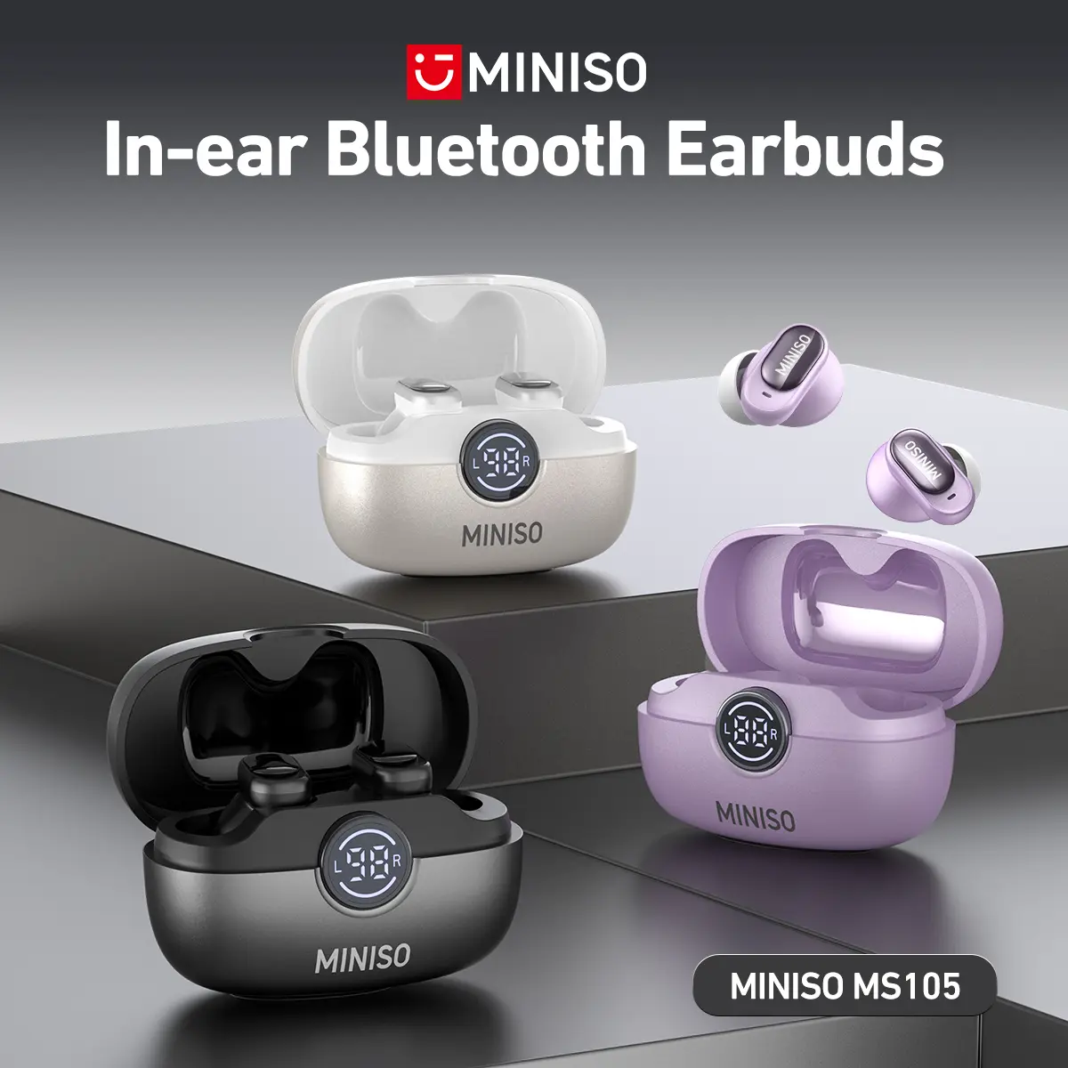 MINISO MS105 Wireless Bluetooth Headphones, Translation Earbuds: Supports Translation for 135+ Languages, IPX5 Waterproof, Tiny Size Invisible Earbuds, Mini and Short Handle Design, for Work Sport Sleeping