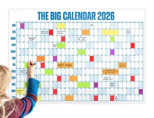2026 New Large Calendar - Design Your Amazing 2026! - 365-Day Year-at-a-Glance Wall Calendar with Dry-Erase Material & Custom Labels，Interesting and Practical