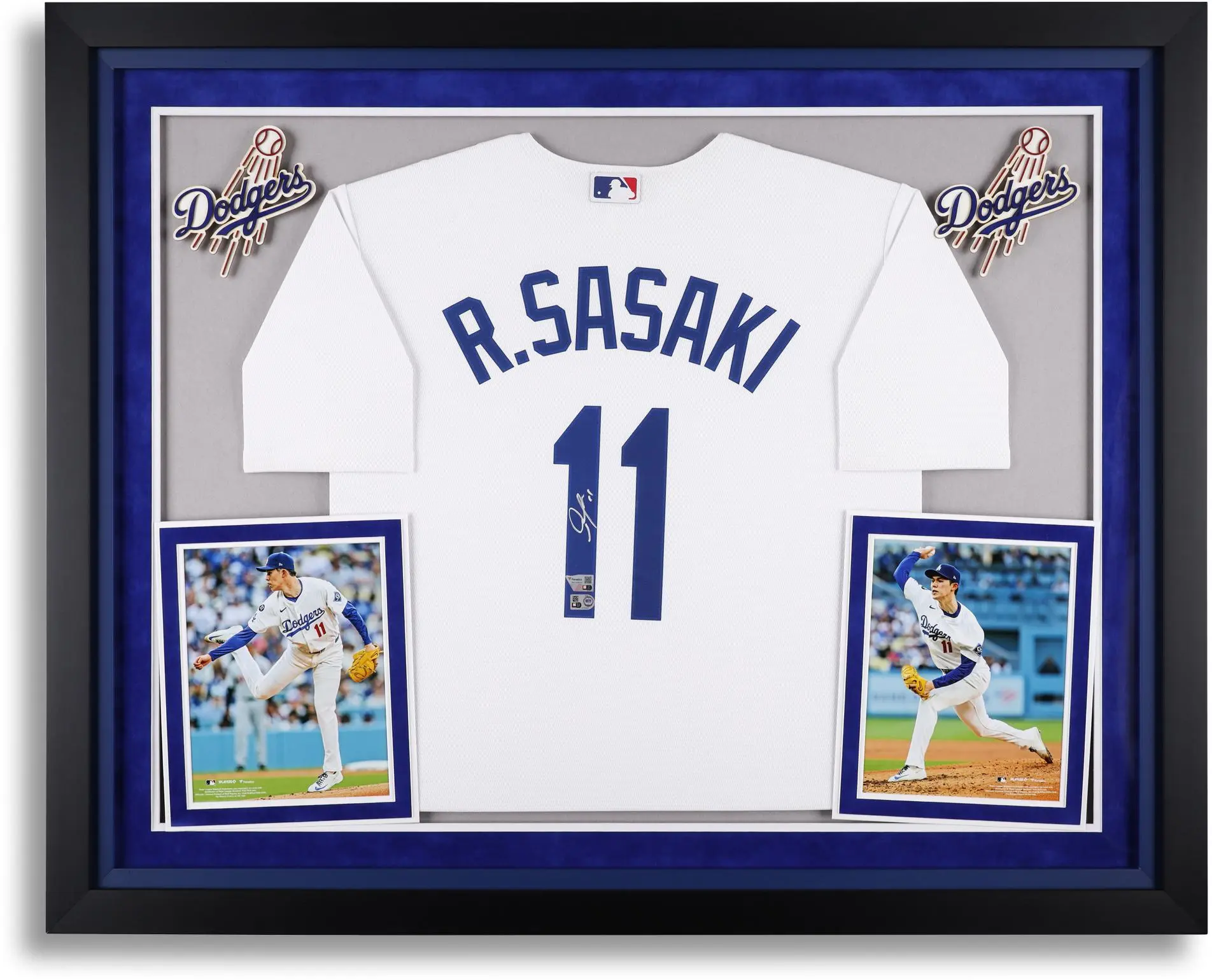 Roki Sasaki Los Angeles Dodgers Deluxe Framed Autographed Nike White Replica Jersey - Fanatics Authentic Certified
