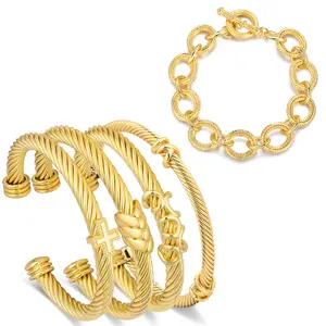 MYTYS Adjustable Bangle Bracelet Set for Women, Elegant Copper and Alloy Trendy Fashion Accessory for Daily Wear and Special Occasions, Anti-allergic and Fade-resistant Jewelry Perfect for Gift Giving