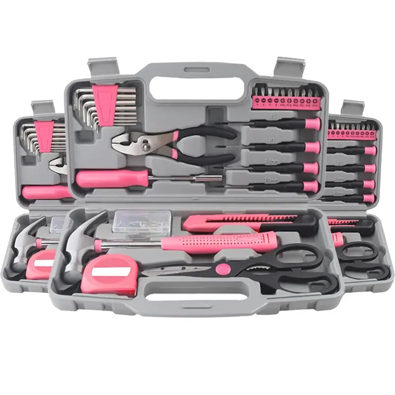62/39/24piece Tool Set General Household Kit with Plastic Toolbox Storage Case Cutting Plier  for Home, Apartment, Garage & Office Repairs, DIY and Crafts