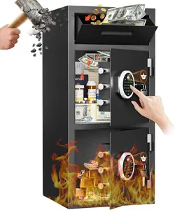 6.5 Cu Ft Safe Box Large Home Safe Box Double Door Safe with Drop Slot Fireproof & Waterproof Digital Safe with Dual Alarm, Mute Function,Backlit Keypad & Adjustable Shelf Safe for Documents Jewellery