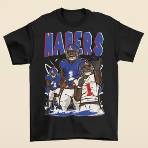 Malik Nabers Cartoon Style New York Football T-Shirt