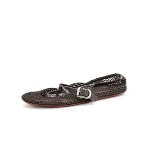 Pre-owned Alaia Women's Buckle Ballerina Flats Patent with Mesh by Rebag
