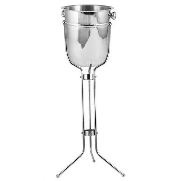 8-Qt Stainless Steel Champagne Bucket with 3-Legged Chrome-Plated Reflective Stand - Bar & Wine Utensil for Home, Restaurant Wine Service (Bucket and Stand Set)