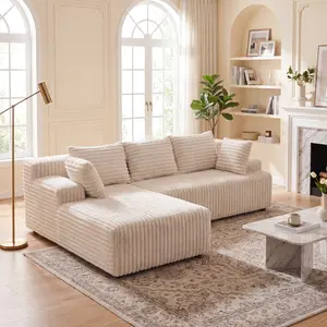 【JOYVELLEHEIM】Modern-Style Boneless modular couch, L-Shaped Cloud Sofa with Chaise Lounge, Cloud Couches for Living Room, No Assembly Required Corduroy sectional modern budget friendly para sala nugget couch minimalist furniture