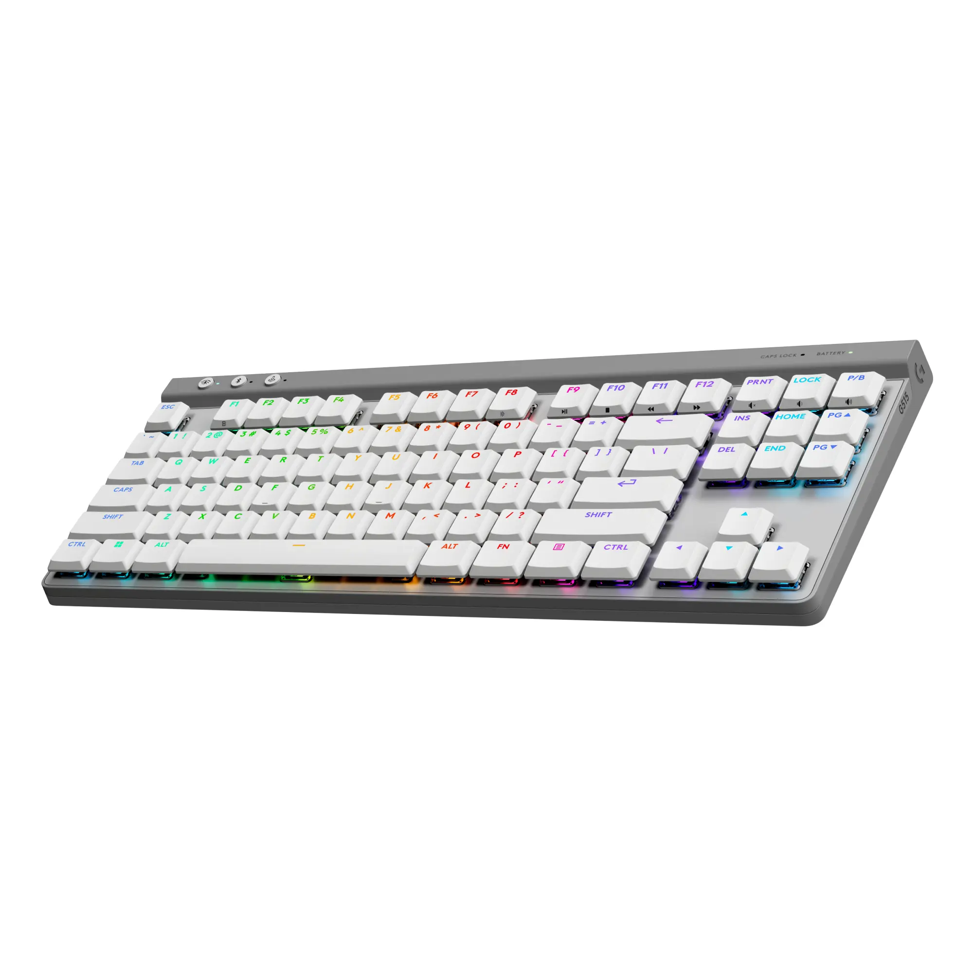 Logitech G515 Wireless Gaming Keyboard TKL, LIGHTSYNC RGB, Thin Tenkeyless Design, Double-Shot PBT Keycaps, Tactile Brown Mechanical Switches - White White Wireless Tactile Switches Keyboard
