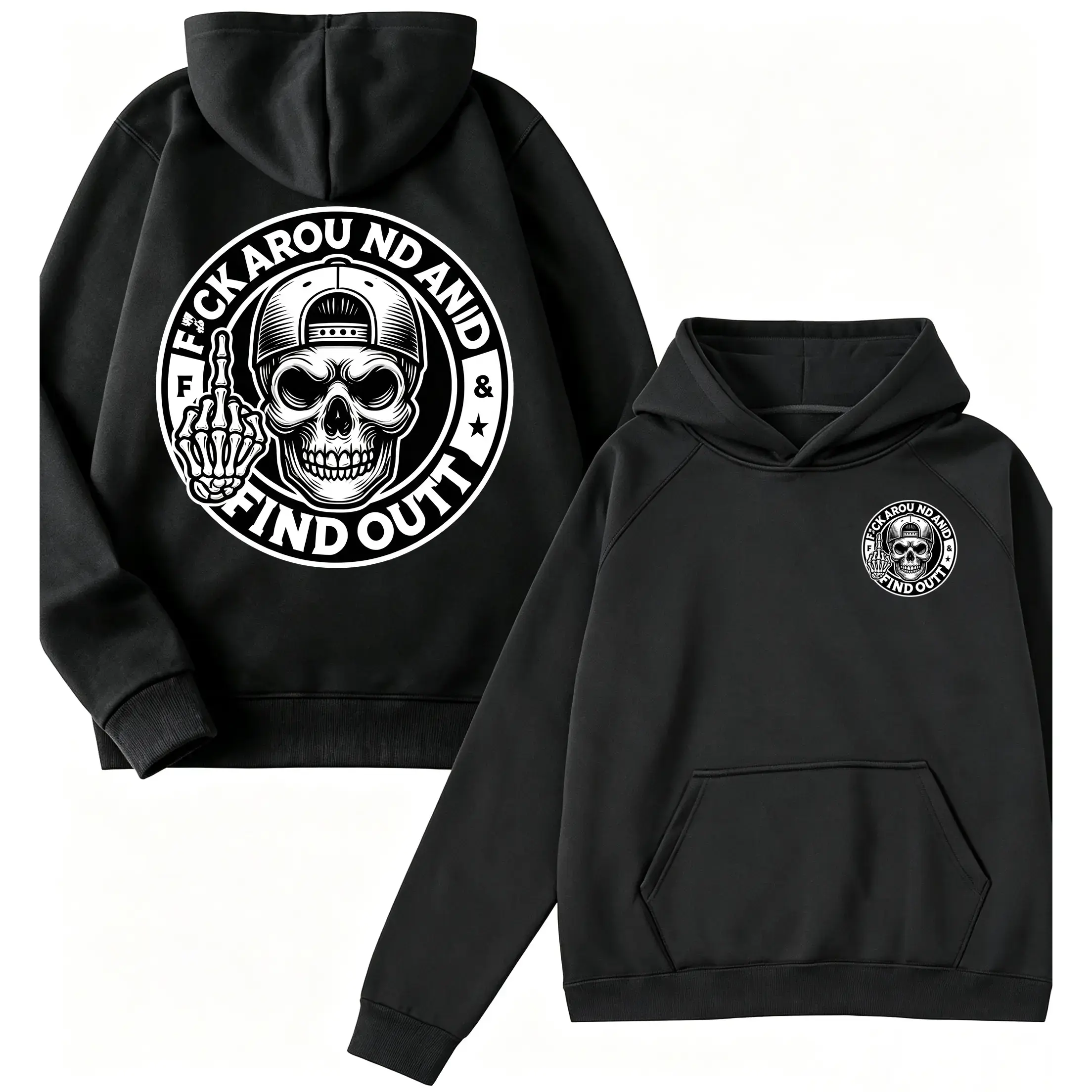 FUCK AROUND AND FIND OUT Defiant Skeleton Print Men's Hoodie,Dark color aesthetic dressing style,Unisex