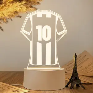 Modern Style 3D Football Jersey Night Light with Warm Neutral Lighting, High-Quality Acrylic LED Home Decor for Bedroom & Office, USB Powered Sports Theme Art