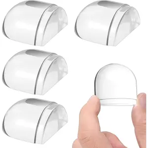4 count Clear Rubber Floor Door Stopper, No Drill Shower Door Stopper, Self-Adhesive Transparent Rubber Bumper Wall Protectors, Hemispherical Floor Wall Buffers Protector for  Office Furniture Glass