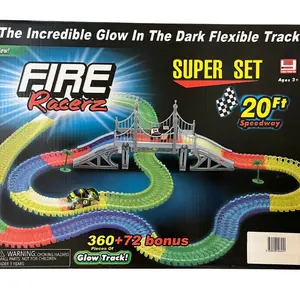 Fire Racerz Toy Track Super Set, Toy Tracks, Glow in the Dark Tracks, flexible Toy Tracks
