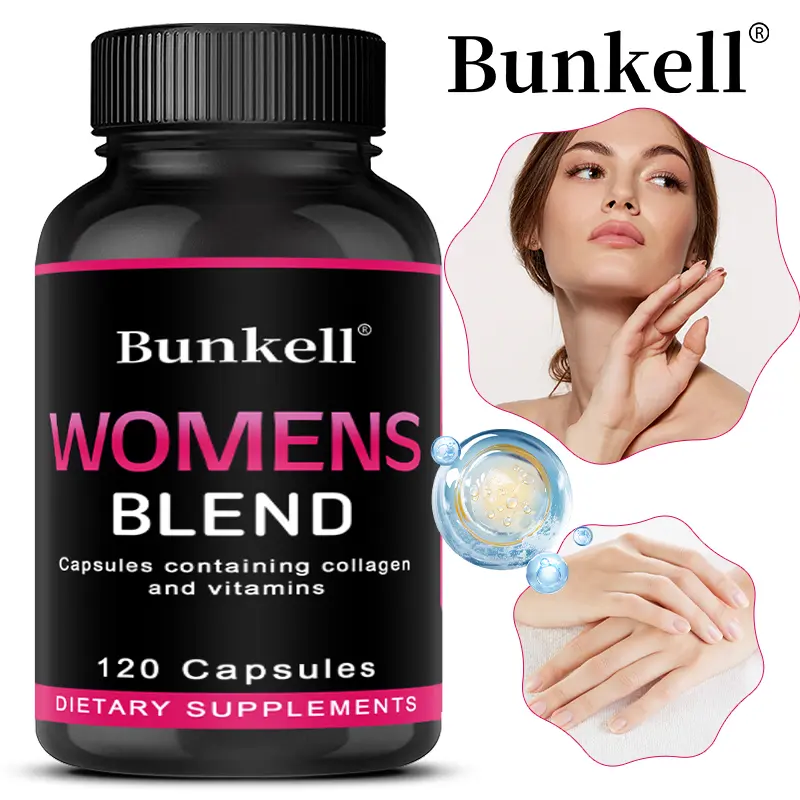 Bunkell Women's Multivitamin (with Hydrolyzed Collagen) — Essential daily vitamins and minerals supporting healthy hair, skin, and nails, 120 capsules